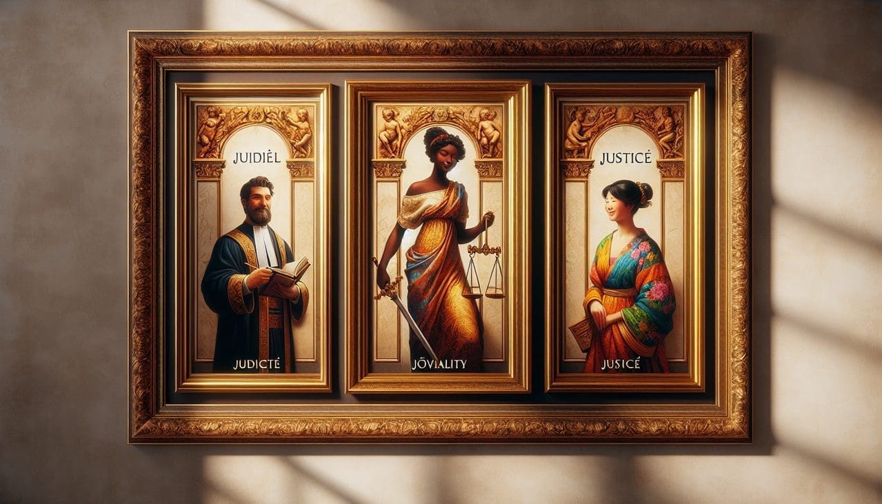 Qualité en J : Portraits dorés illustrant des qualités en français commençant par « J ».