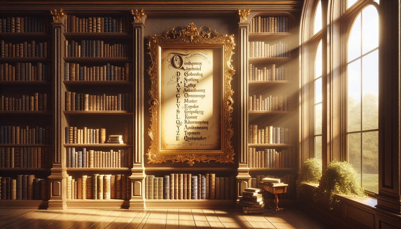 Affiche « Qualité en O » dans une bibliothèque sereine et élégante.