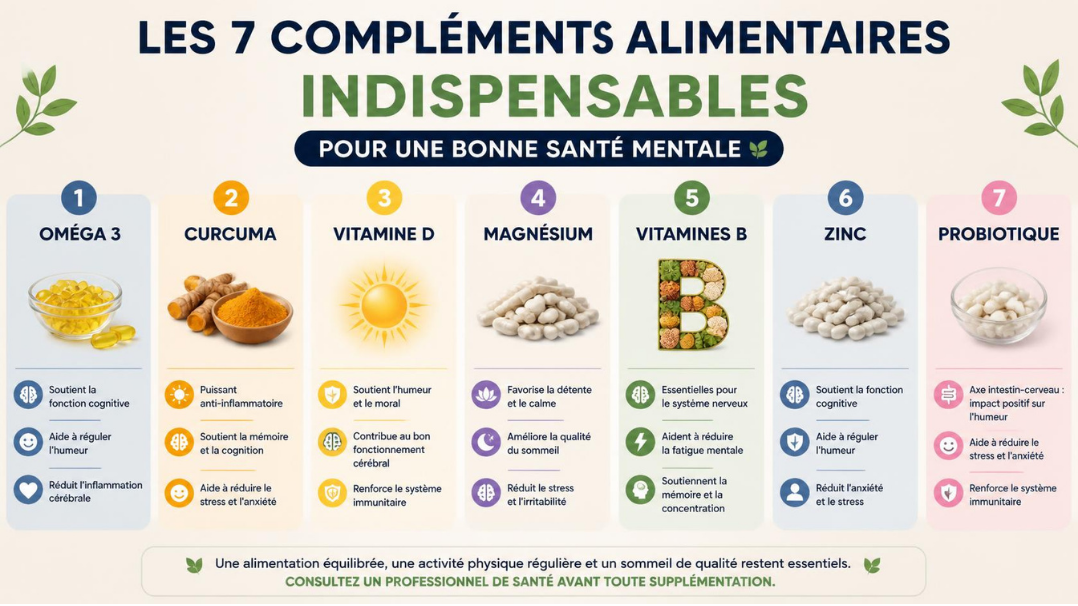 Les 7 compléments alimentaires indispensables pour une bonne santé mentale