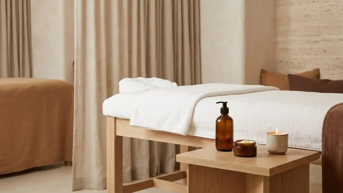 Mains posées sur le haut du dos d'une personne allongée pendant un massage du dos